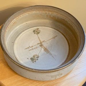 Glazed pottery stoneware serving dish.